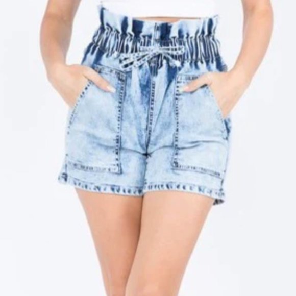 American Bazi Pants - NWT - American Bazi - Paperbag Denim Shorts - Size Small